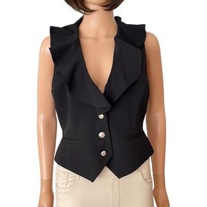 Ralph Lauren black cascading ruffle vest
